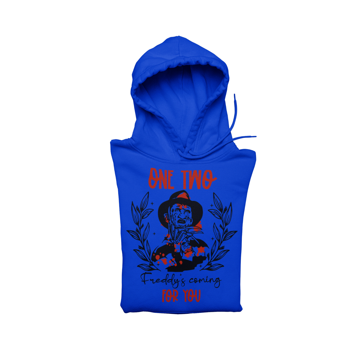 One Two, Freddy’s Coming For You Pullover Hoodie – Blue