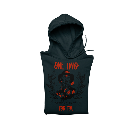 One Two, Freddy’s Coming for You Pullover Hoodie – Grey