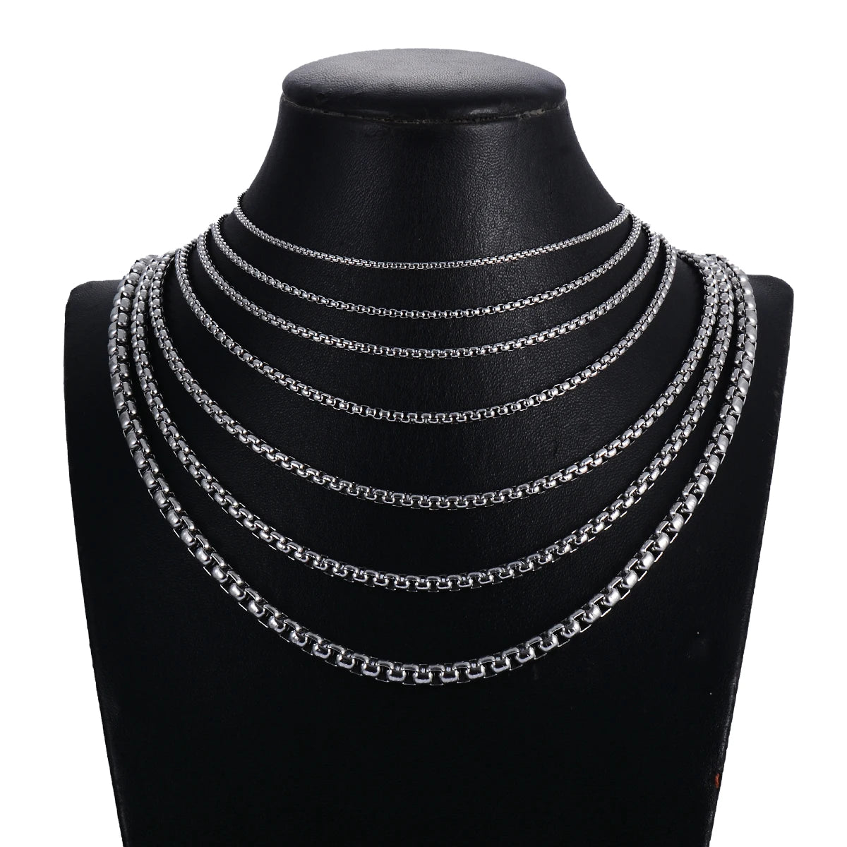 Stainless Steel Rollo & Box Chain Necklace