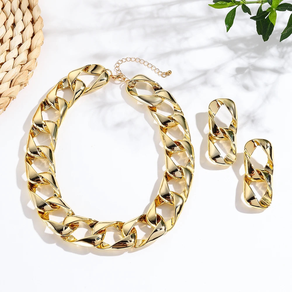 Hip Hop Fluorescent Acrylic CCB Choker & Earrings Set