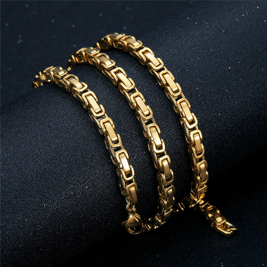 5mm Byzantine Gold Stainless Steel Chain