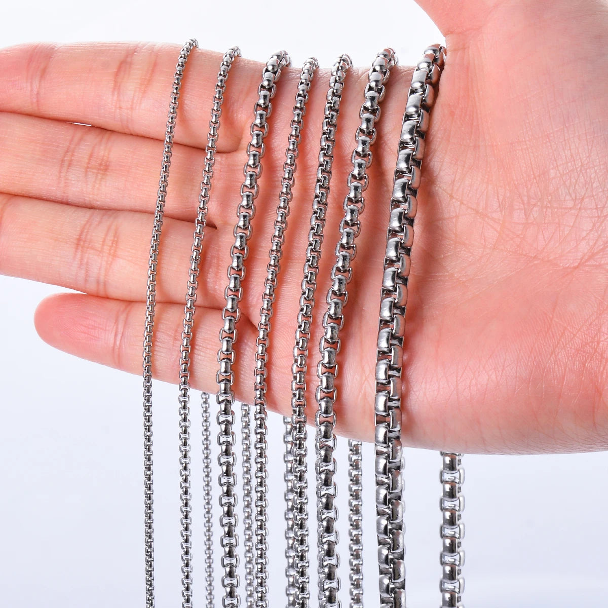 Stainless Steel Rollo & Box Chain Necklace